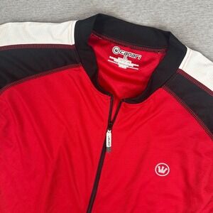 Canari Cycling Jersey Mens XL Red Black Full Zip Short Sleeve Drycore Biking Top